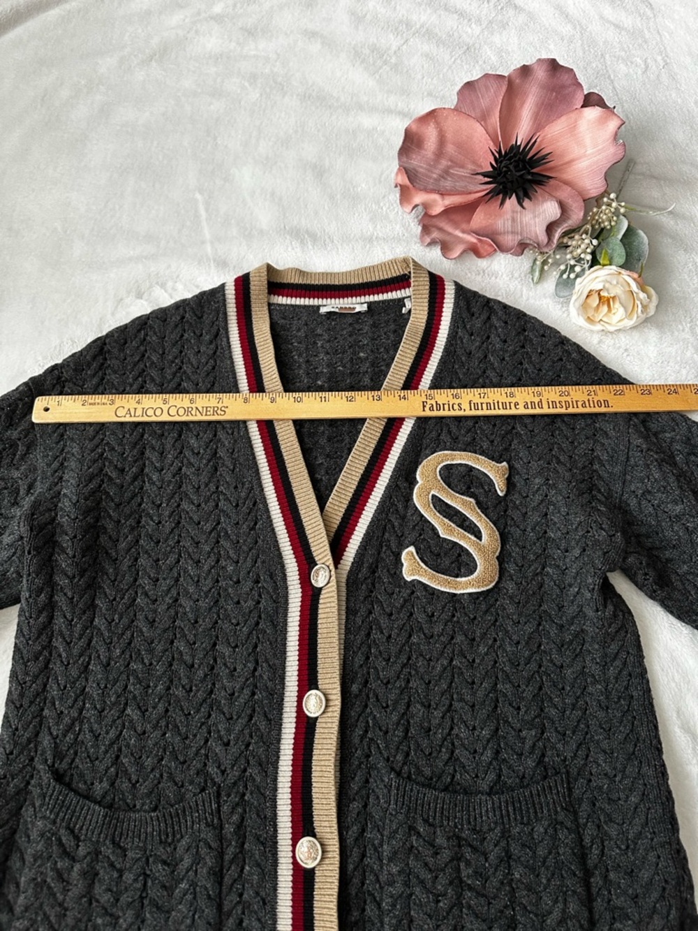 Sandro Monogram  varsity stripe Cardigan Medium - Picture 6 of 14